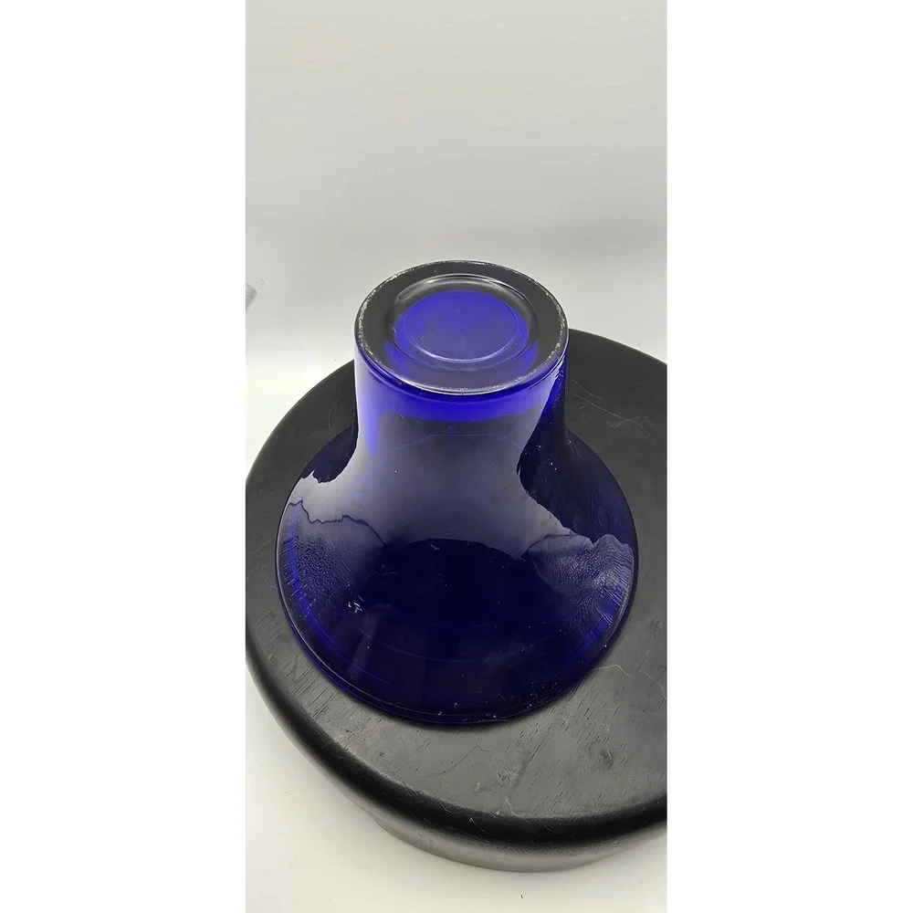 Cobalt Blue Art Glass Flared Vase Hand Blown Trumpet Style Decorative Vessel